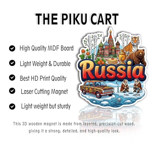 Image of Russia Fridge Magnet - Premium Engineered Wood, Glossy Finish, HD Print, Precision Laser-Cut Travel Souvenir Gift, Durable Decorative Refrigerator Magnet