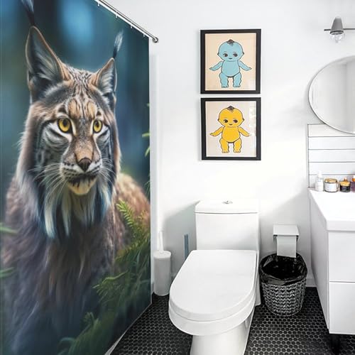 Rideau de douche imperméable Lynx en tissu polyester pour préserver votre sol