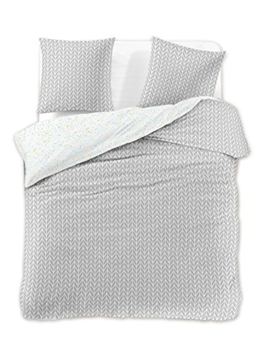 Juego de ropa de cama de DecoKing Premium, de algodón, con cremallera, algodón, gris, 160 x 200 + 70 x 80 *2