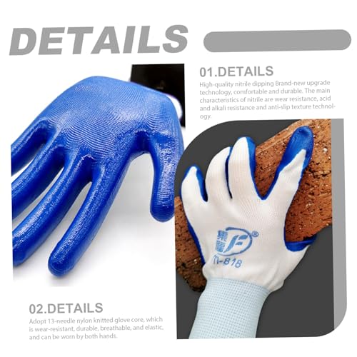 Guantes de jardín con pantalla táctil y agarre de nitrilo, seguridad transpirable 12 pares 3