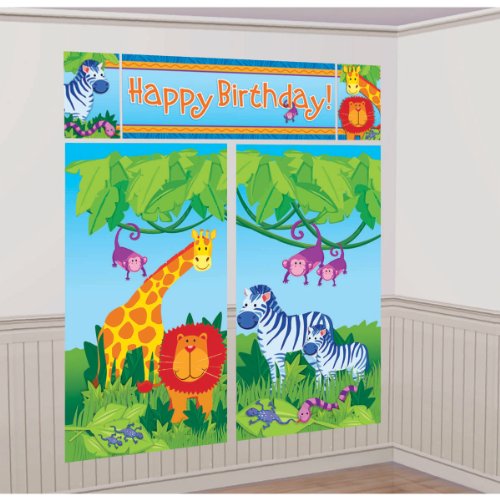 Colorful Jungle Animals Birthday Party Scene Setters, Multi