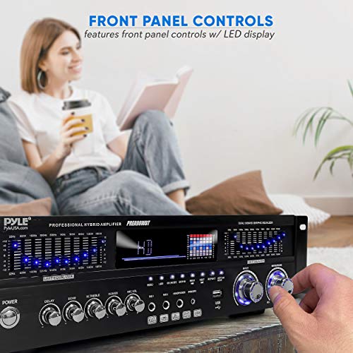 image for Pyle 6-Channel Bluetooth Hybrid Home Amplifier - 1600W Home Audio Rack