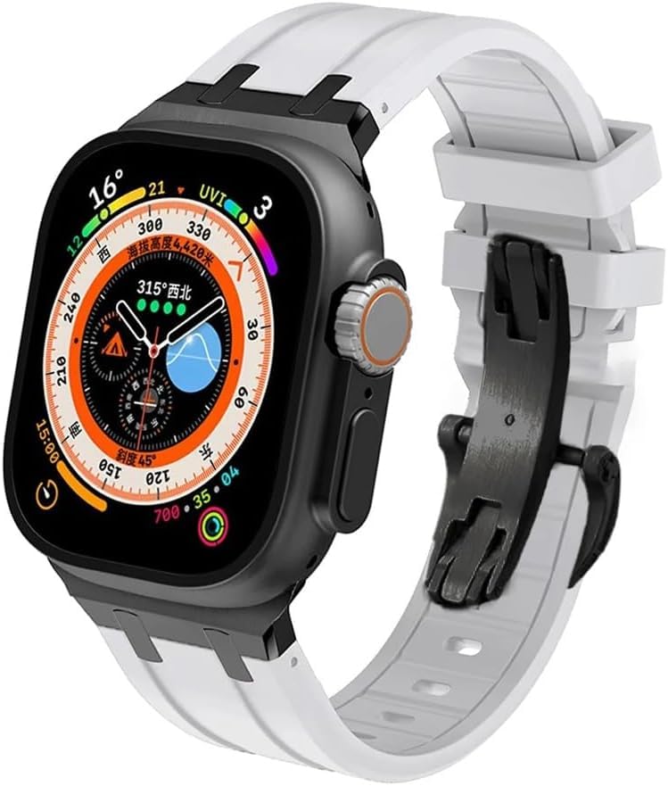 Bracelet montre sport Fluororubber BIK pour Apple Watch Ultra 49mm et Series 9 8 7 45mm 44mm