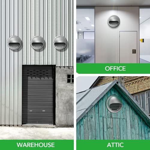 Power 6 Inch Soffit Air Vent 304 Stainless Steel Round Bull Nosed Screen Mesh For Home Bathroom, Kitchen, Office Ventilation, 2-Pack, Silver #TOP6