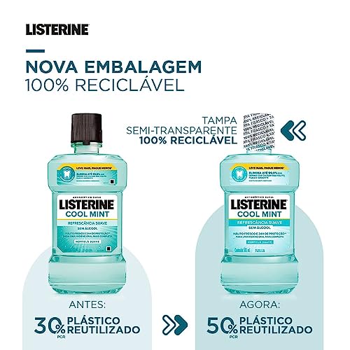 Listerine Cool Mint Enxaguante Bucal Sem Álcool, 500ml