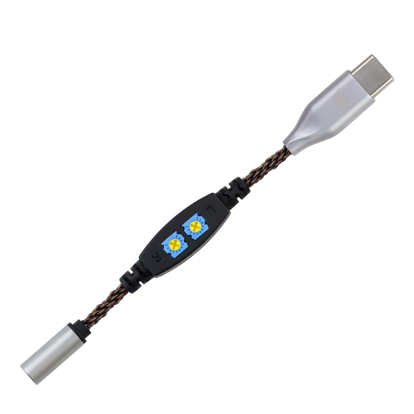 okcsc Cavo di conversione da maschio tipo C a femmina da 3,5 mm, convertitore jack per auricolari OFC a 8 core, regolazione a bassa frequenza, resistenza regolabile, adatto per auricolari, cuffie
