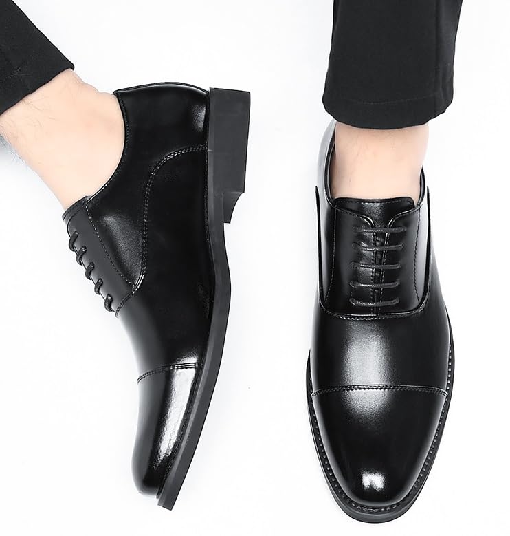 Men Loafers Dress Shoes Lace-up Casual Wedding Faux Patent Derby Shoe Rubber Flat Dress Shoes2