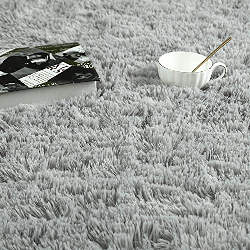 Iseau Fluffy Runner Rug For Bedroom Plush Area Rugs, Shag Carpet With Rubber Backing Non Slip, Comfy Nursery Rug Bedside Rug For Kids Boys Room Home Decor, 2Ft X 6Ft, Grey #TOP3