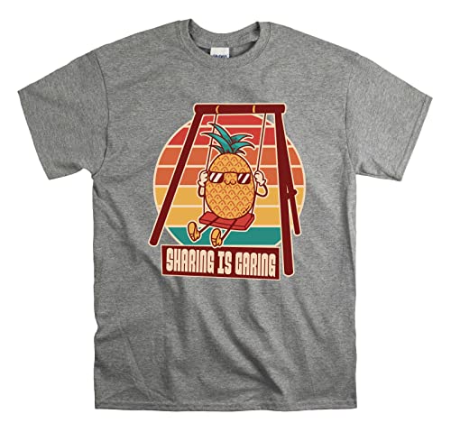 T-shirt Pineapple Swing Sharing is Caring gris taille XL vêtement coton ample et confortable