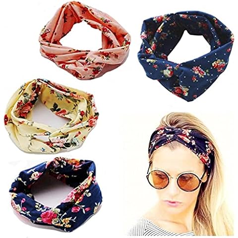 JZK 4 x Super soft cotton women elastic headband yoga sports headband headwrap stretchy head band hair wrap band for girls women Cover