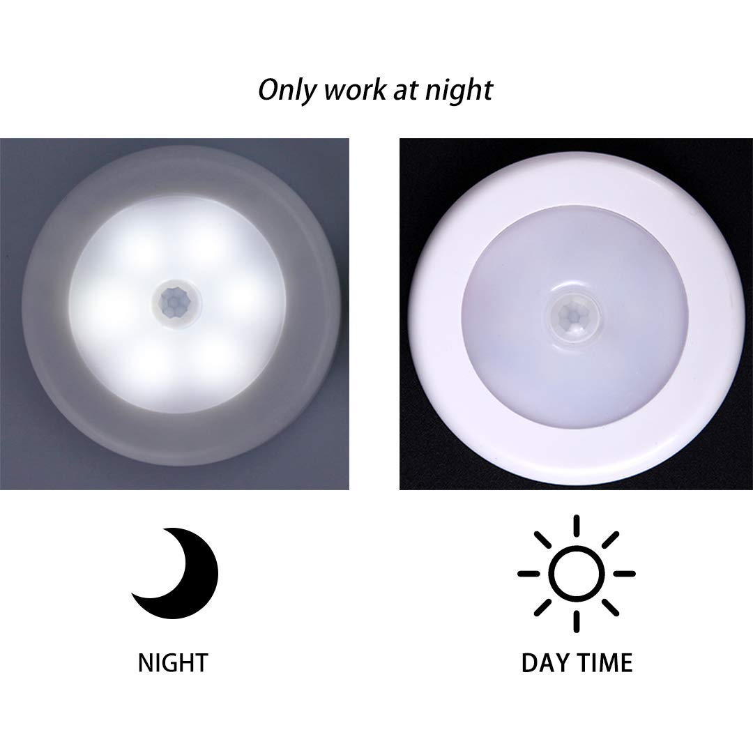 Sensore di movimento wireless LED Cabinet Light Stick-Anywhere Nightlight per scale, corridoio, armadio, cucina, camera da letto (009 6pcs luce fredda - guscio bianco