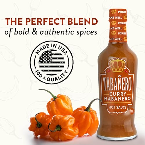 Tabañero Curry Habanero Hot Sauce, 5 oz Small Glass Bottle, Gourmet Spicy Sauce Gift, All Natural, Low Sodium, Made in the USA - Thumbnail 5