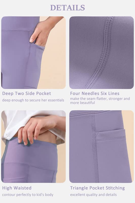 YOGAFREE Girls' 4" Volleyball Spandex Shorts Youth Bike Yoga Shorts with Pockets Dance Running Athletic Shorts3