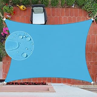 Teglu Sun Shade Sail Waterproof 3x4m UV Block 98% Patio Canopy Outdoor Rectangle with 4 Ropes Sun Sail Shades for Garden/Yard/Beach/Pool/Terrace/Balcony (Grey)
