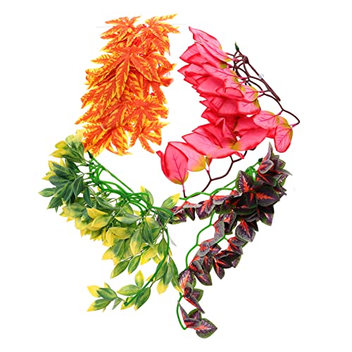 GALPADA Habitat Ornament 4pcs Artificial Rattan Reptile Vines Perfect Terrarium Landscape Decor