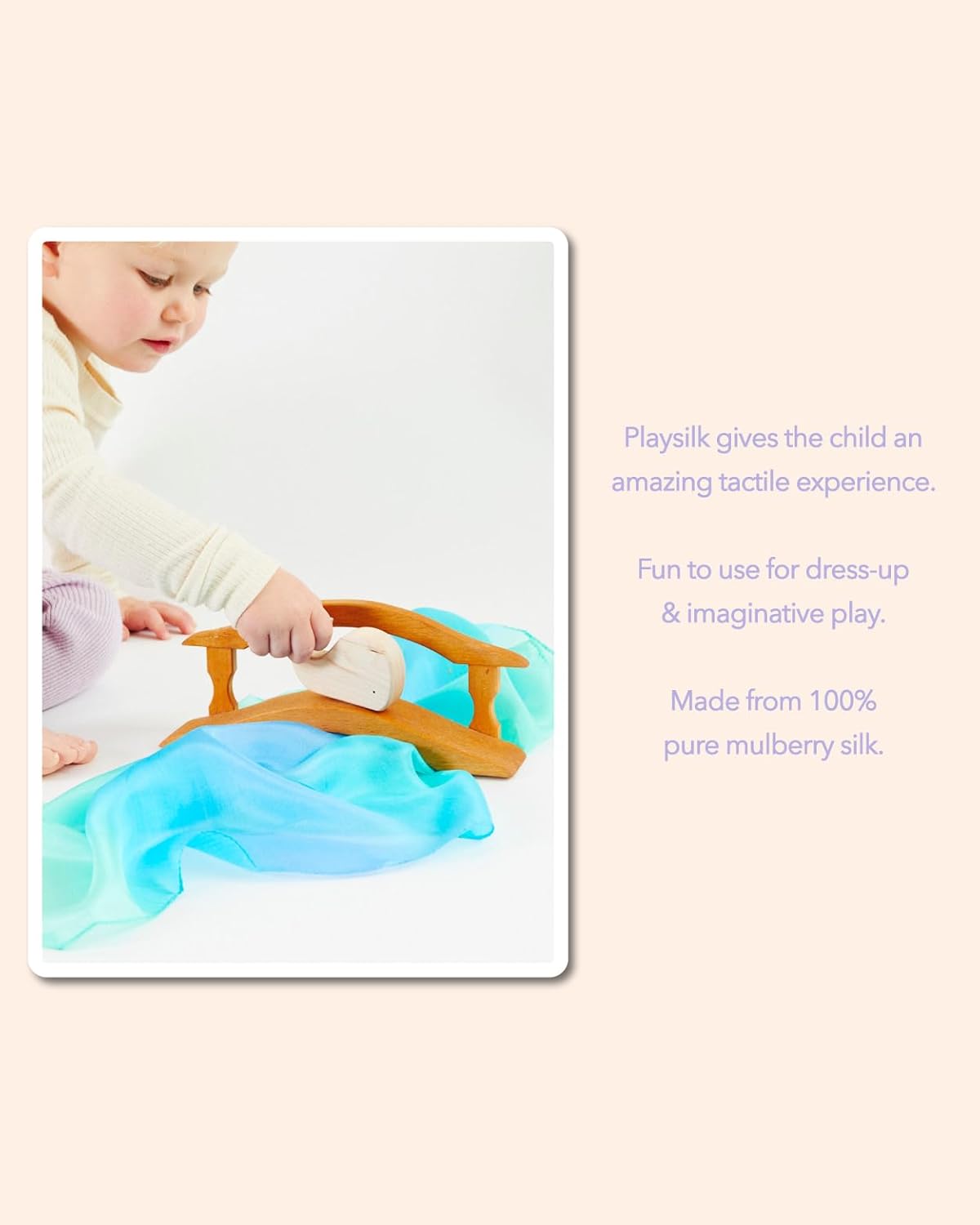 Sarah's Silks - Set of 2 Mini Playsilks, 100% Silk 21" Square Scarf for Dance, Movement and Pretend Play - Blossom and Sea