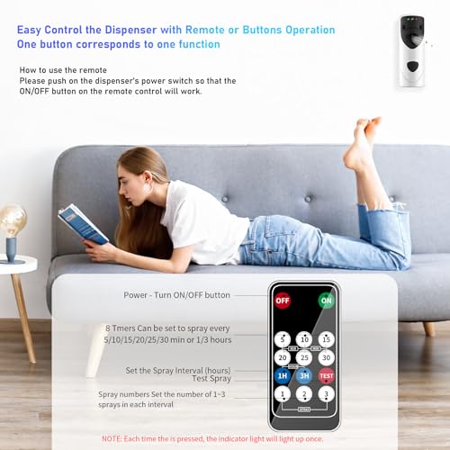 Household World 1108-R Automatic Air Freshener Spray Dispenser With Remote Programmable Fragrance Dispenser Fit For Spray Refills | Wall Mount Aerosol Dispenser Spray For Bathroom thumb #2
