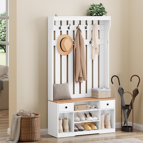YITAHOME Garderobenständer mit Schuhbank, Garderobenschrank...