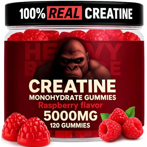 Image of Creatine Monohydrate Gummies 5g Sugar Free Creatine with Vitamin B12 and L-Taurine | Muscle Growth for Men and Women | Low Calorie Formula 120 Gummies for 30 Servings, Raspberry