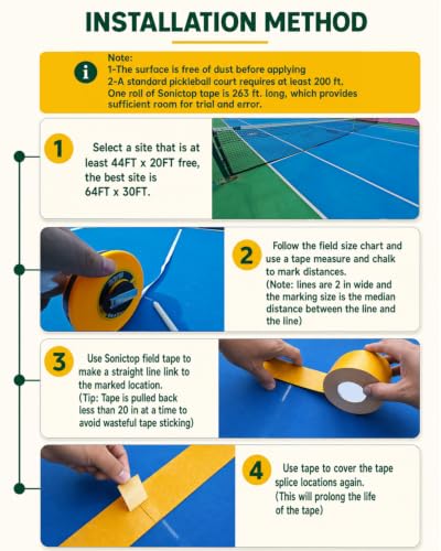 Cinta de marcaje para cancha de pickleball exterior en pack de 3 piezas 6