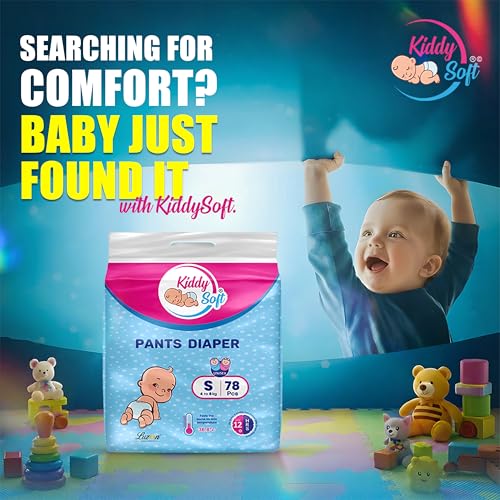 Image of KiddySoft Baby Diaper Pants with 5 Layer All Night Leakage Protection & Quick Absorbency (S - 78, Pack of 3)