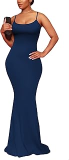 Women's Casual Soft Lounge Long Slip Dress Sexy Sleeveless Bodycon Maxi Dresses Evening Formal Cocktail