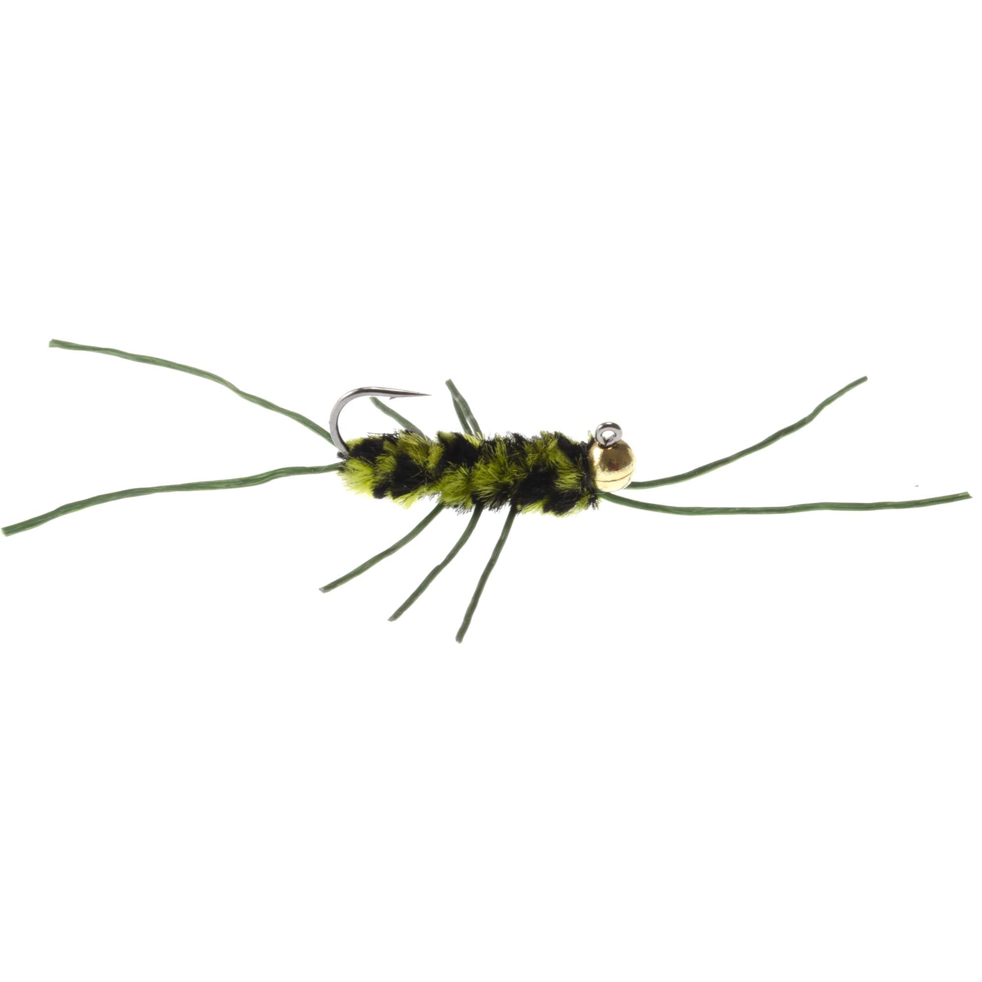 The Fly Fishing Place Tungsten Bead Jigged Pat's Rubber Legs Nymph Fly Fishing Flies - Olive/Black with Olive Legs - Trout and Bass Wet Fly Pattern - 6 Flies Hook Size 10