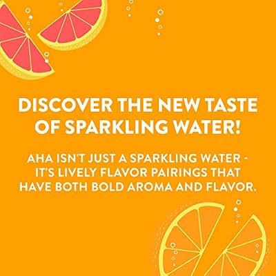 AHA Sparkling Water, Orange Grapefruit Flavored Water, Zero Calories, Sodium Free, No Sweeteners, 12 fl oz, 8 Pack