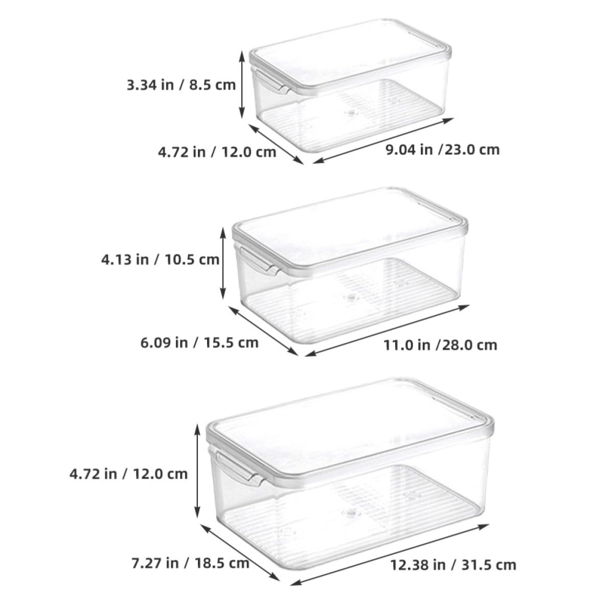 Operitacx Set da 3 Contenitori per Frigorifero in Pet Trasparente, Resistente All'usura, Comodi da Prendere e Conservare, per Frutta e Verdura in Freezer o Cassetto Riutilizzabile