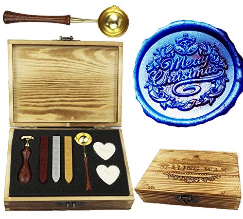 Kit cachet de cire manche bois Cteb pour sceau de Noël et enveloppe invitation
