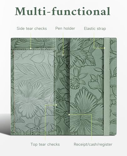 Image of Zreal Checkbook Cover for Men & Women Snakeskin Pattern, Green, 7.0 x 3.5 x 0.35 inches, Minimalist