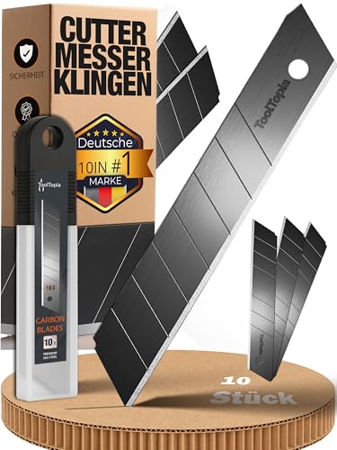 Cuttermesser Klingen 18mm – 10 Stück Universal Ersatzklingen Cutter SK5- Stahl, Teppichmesser Klingen – Scharfe Klingen Cutter-messer I Abbrechklingen I Cutterklingen I Top Klinge