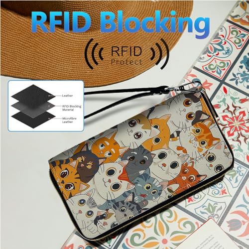 Image of Womens Wallet PU Leather Wristlet Wallets for Women, Large Capacity Lady Fashion Wallet Card Holder Zipper Wallet