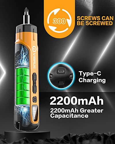 Vigrue Electric Screwdriver With Display, 2200Mah Type-C Rechargeable Cordless Screwdriver, 5 Torque Adjustment, Power Screwdriver For Small Projects #TOP2