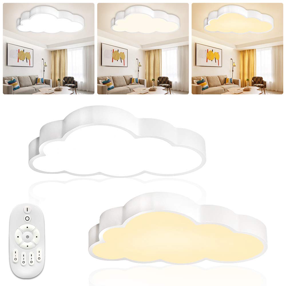 LZQ LED 48W Deckenlampe Kinderzimmer Dimmbar Wolken Deckenleuchte Wohnzimmerleuchten Schlafzimmer Lampe mit Fernbedienung
