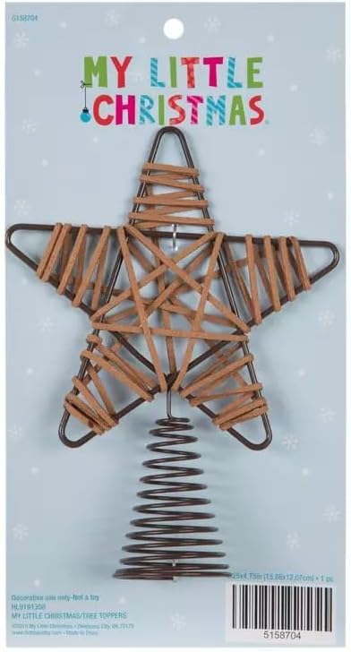 Miniatura 2 de Mini decoración rústica de metal para árbol  Miniatura marrón 5 puntos estrella envuelta con piel sintética  6.25 pulgadas