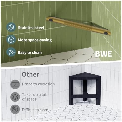 BWE Antique Brass Shower Foot Rest Bar Corner Shower Foot Rest Shaving Leg — view 3