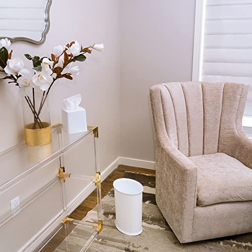 Image of Stephanie Imports Made in USA Set of 2 White Plastic 5-Gallon Waste Basket & Cube Tissue Box Cover