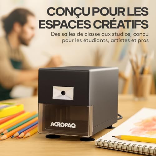 Taille-crayon électrique professionnel ACROPAQ avec réservoir et manivelle