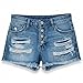 Women Jean Shorts High Waisted Denim Pants Summer Casual Distressed Ripped Jeans Short Raw Hem Short Jeans Light Blue