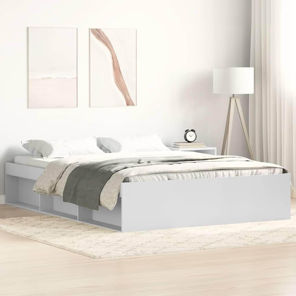 vidaXL Estructura de Cama, Somier con Almacenaje, Armazón Marco de Cama de Invitados, Mueble para Dormitorio Hogar, Blanca 140X200 cm