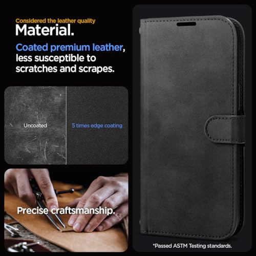 Image of Spigen Wallet S Pro Back Cover Case for iPhone 15 Pro, Flip Cover Wallet Design, Air Cushion Technology - Polycarbonate + TPU | Black