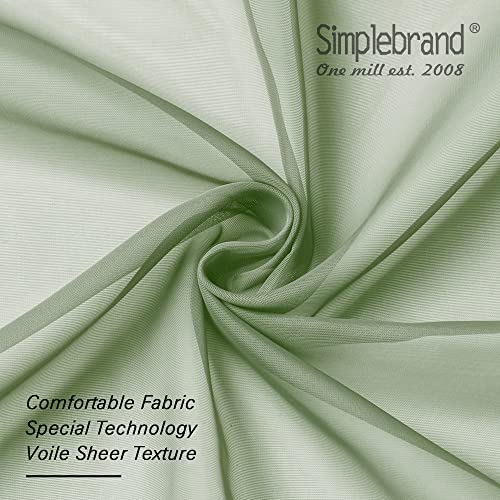 Image of Simplebrand Sage Tier Curtains for Kitchen 24 Inches Long 2 PaSet, Rod Pocket Cafe Curtain Light Filtering Sheer Short Curtains for Bathroom /Basement Half Window 42 x 24 Inch, 2Pcs, Sage