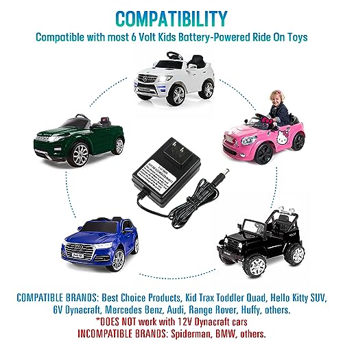 image for LotFancy 6V Battery Charger for Ride on Toys - Kids Ride on Cars Power