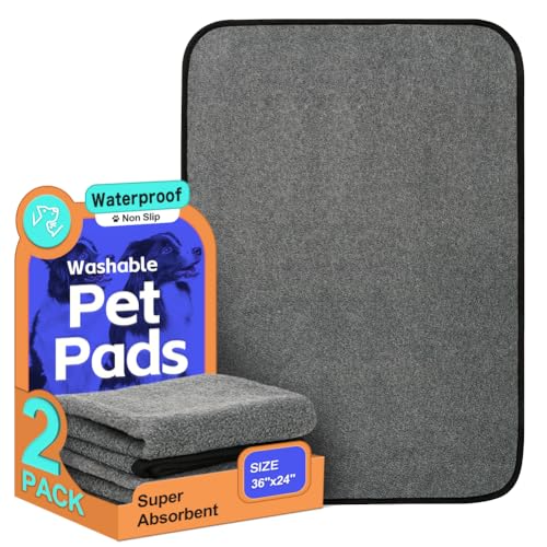 Image of Washable Pee Pads for Dogs, Extra Large Reusable Dog Pee Pad, Waterproof Pet Mat, Dog Playpen Mats for Puppy Training Whelping Playpen Pads, Brown, 36x24 inch