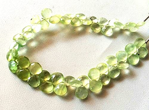 Perles Prehnite facettées en cœur de 5x6 à 7x7 mm pour création joaillerie