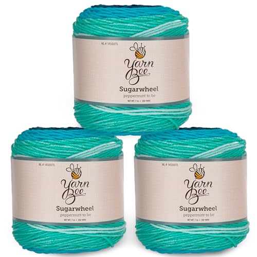 Yarn Bee Medium Yarn for Crocheting & Knitting – Soft Yarn Skein – 355 Yards of 100% Acrylic Yarn for Crocheting Blankets, Hats, & More – DIY Handcrafting Accessories- Peppermint to Be