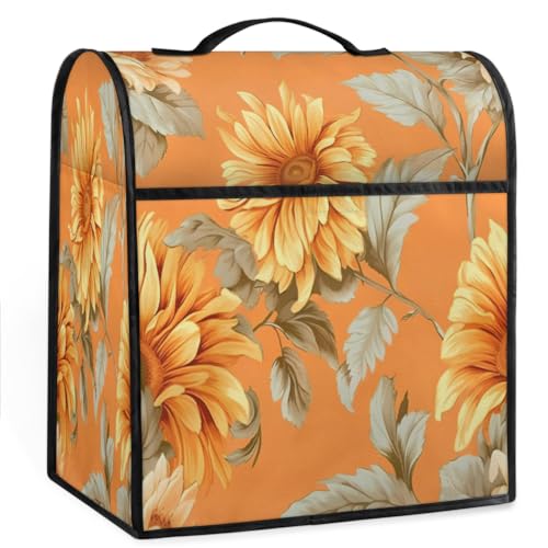 Coffee Maker Cover Beautiful Orange Flower Kitchen Appliance Covers Small Appliance Covers Blender Cover Juicer Cover Dust Covers for Kitchen Appliances with Top Handle and Pockets,Washable,C738