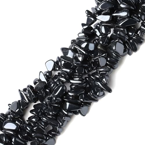Image of 5-8mm Black Hematite Chips Natural Chip Stone Beads for Jewelry Making