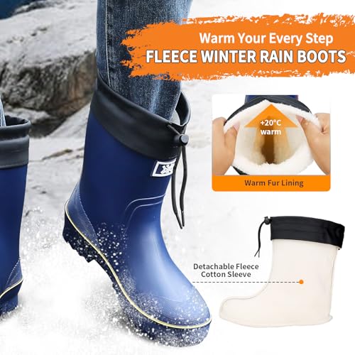 Image of HSBDNZQ Rain Boots for Men, Waterproof Mens Rubber Boots with PVC Unique Design, Comfort Lightweight Work Mud Boots, Resistant Durable Slip Garden Boots for Farming Gardening Fishing